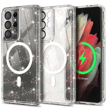 Husa pentru Samsung Galaxy S21 Ultra 5G - Techsuit SparkleSkin MagSafe Series - Clear 