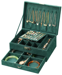 Organizator de bijuterii compact verde 17x23x10.5cm 