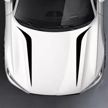 Set 2 stickere autoadezive Tuning model Hood Stripes V2 dimensiune 100 x 26 cm culoare Neagra 