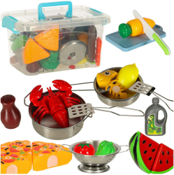 Set 36 accesorii de bucatarie Legume pentru taiere cu Oala si Tigaie in cutie 