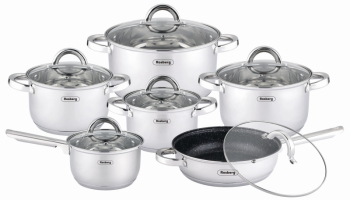 Set vase Rosberg R51210L12 12 bucati fund multistrat 2 0/6 5 litri Inductie Inox 