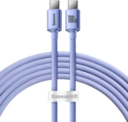 Cablu Baseus Crystal Shine Fast Charge USB-C la USB-C 100W 2m Violet 