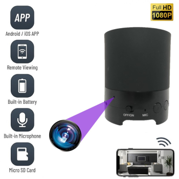 Camera Spion BB2W Ascunsa in Boxa WIFI-Bluetooth cu 5MP Full HD Inregistrare audio-video Activare la Miscare Slot Card 