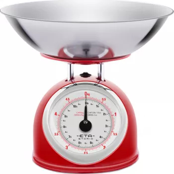 Cantar mecanic de bucatarie ETA Storio 5777 ROSU 5 kg precizie 25g vas 5 L din otel inoxidabil 