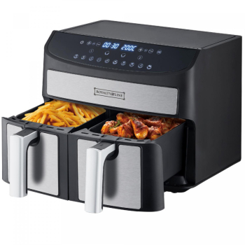 Friteuza cu aer cald Royalty Line RL-AF5409 2400W 8 l 2 cosuri 10 programe Timer Oprire automata Negru 
