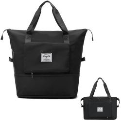 Geanta de calatorie cu fund pliabil neagra 40x42x22cm 
