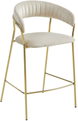 Scaun de bucatarie/bar Artool Badia catifea otel bej si auriu 46x45x94 cm 