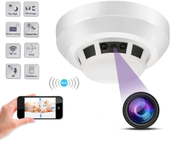 Camera Spion WIFI TSS-FDC2W Ascunsa in Detector de Fum Inregistrare Audio-Video Full HD Activare la Miscare Slot Card 