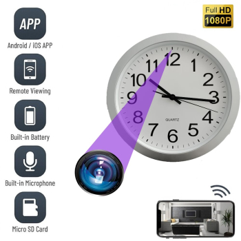 Camera Spion WIFI TSS-MCPAG02 Ascunsa in Ceas de Perete 5MP Full HD Inregistrare Audio-Video si Aplicatie Live 
