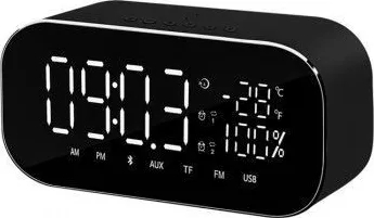 Radio Ceas Akai Cu Bluetooth Radio FM Carcasa Aluminiu Negru 
