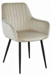 Scaun stil fotoliu bucatarie/living Artool Solden catifea metal bej si negru 55x45.5x83.5 cm 
