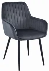 Scaun stil fotoliu bucatarie/living Artool Solden catifea metal gri inchis si negru 55x45.5x83.5 cm 