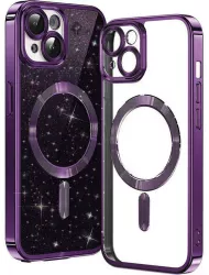 Husa pentru iPhone 14 - Techsuit Luxury Glitter MagSafe - Deep Purple 