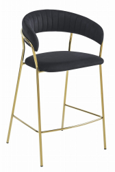 Scaun de bucatarie/bar Artool Badia catifea otel negru si auriu 46x45x94 cm 