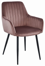 Scaun stil fotoliu bucatarie/living Artool Solden catifea metal roz si negru 55x45.5x83.5 cm 