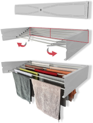 Uscator de rufe retractabil de perete 120 cm Indoor/ outdoor Design decorativ Economiseste spatiu Metal si aluminiu Max 25 kg rufe Al 