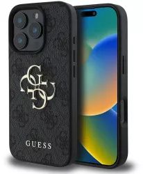 Husa pentru iPhone 16 Pro Max - Guess Hardcase 4G Big Logo GUHCP16X4GMGGR - Black 