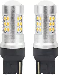 Set becuri auto cu LED CANBUS 3030 24SMD compatibil T20 7440 WY21W Portocaliu 12V / 24V destinat competitiilor auto sau off-road