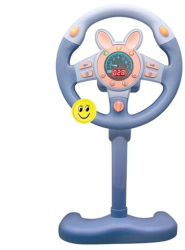 Volan auto interactiv sunete si lumini rotire 360 grade 13 functii kilometraj digital diametru 25 cm albastru 