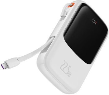 Acumulator Extern Lightning 2x Type-C USB 22.5W 10000mAh + Cablu Type-C 3A - Baseus Qpow Pro PPQD020102 - White 