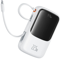 Acumulator Extern Lightning 2x Type-C USB 22.5W 10000mAh + Cablu Type-C - Baseus Qpow Pro+ P10067101213-00 - White 