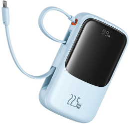 Acumulator Extern Lightning 2x Type-C USB 22.5W 10000mAh + Cablu Type-C - Baseus Qpow Pro+ P10067101313-00 - Blue 