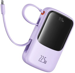 Acumulator Extern Lightning 2x Type-C USB 22.5W 10000mAh + Cablu Type-C - Baseus Qpow Pro+ P10067101513-00 - Purple 