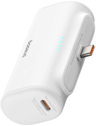 Acumulator Extern Type-C 20W 5000mAh + Cablu Type-C - Baseus P10068306213-00 - White 