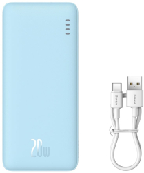 Acumulator Extern USB Type-C Micro-USB 20W 10000mAh + Cablu Type-C - Baseus Airpow P10022801313-00 - Galaxy Blue 