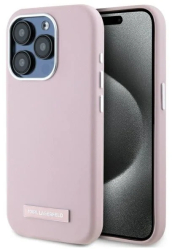 Husa iPhone 15 Pro - Karl Lagerfeld Leather MagSafe KLHMP15LPGMSRPP - Pink FW Metal Plate 