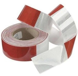 Banda reflectorizanta adeziva 5CM x 25M alba/rosie 
