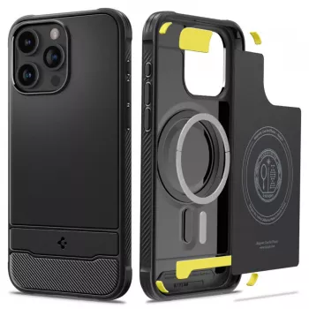 Husa pentru iPhone 15 Pro - Spigen Rugged Armor MagSafe - Black 