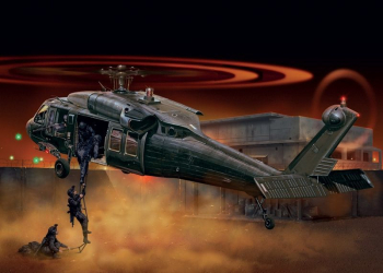 Kit de construit elicopter UH-60 Black Hawk Night Raid / Lungime 21.1 cm / Scara 1 72 / 14+ 