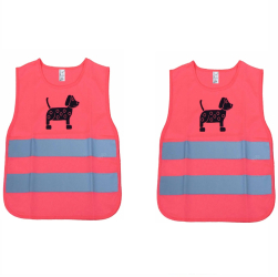 Set 2xVeste reflectorizante copii 4-12 ani Roz model catel aditivi auto