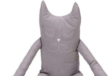 Perna In Forma De Pisica Somnart Bumbac Umplutura Lavanda Gri 