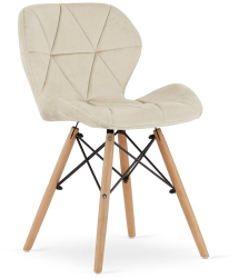 Scaun stil scandinav Artool Lago catifea lemn bej 47x52x74 cm 