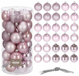 Set 30 globuri de Craciun roz diverse dimensiuni 