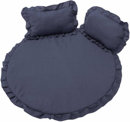 Set Covoras Impermeabil Cu Volan + 2 Perne Somnart Din In Albastru 