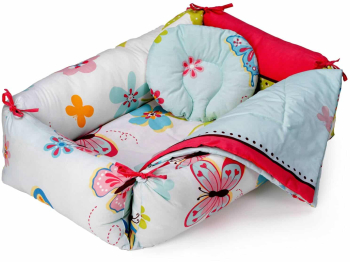 Set Reductor Bebe Nest + Paturica + Pernuta Pentru Formarea Capului Bebelusului Somnart Model Fluturi Bleu 