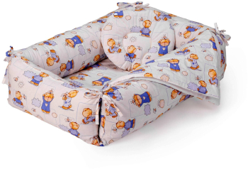 Set Reductor Bebe Nest + Paturica + Pernuta Pentru Formarea Capului Bebelusului Somnart Model Ursuleti Alb/albastru 