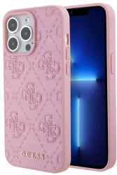 Husa pentru iPhone 15 Pro - Guess Leather 4G Stamped GUHCP15LP4EPMP - Pink 