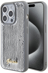 Husa pentru iPhone 15 Pro - Guess Sequin Script Metal GUHCP15LPSFDGSS - Silver 