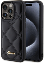 Husa pentru iPhone 15 Pro Max - Guess Quilted Metal Logo GUHCP15XPSQSQSK - Black 