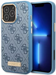 Husa pentru iPhone 16 Pro Max - Guess Hardcase 4G Logo Plate MagSafe GUHMP16XU4GPRB - Blue 