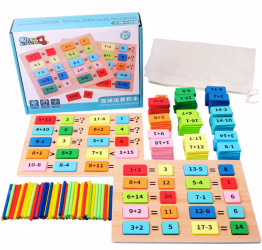 Joc educativ din lemn cu Adunari si Scaderi 110 piese + 3 ani