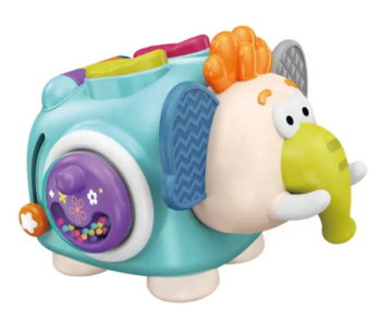 Jucarie senzoriala si interactiva Mamut multicolor cu urechi Soft din silicon 30 x20 cm 