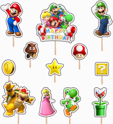 Set 12 figurine tort/briose Mario KZE Prints Photo Paper Glossy 