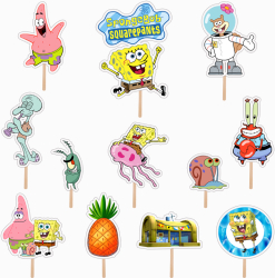 Set 12 figurine tort/briose SpongeBob KZE Prints Photo Paper Glossy 