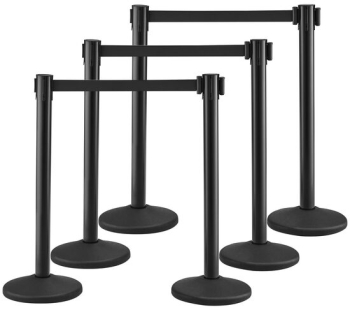 Set 6 stalpi delimitare PVC Centura in 4 directii lungime 2 m Negru Inaltime 85.5 cm 