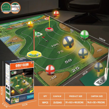 Indoor Golf Carpet Sports Parent-Child Sports Interactive Competitive Toy Set - Color Golf Carpet Training Set 588B1 